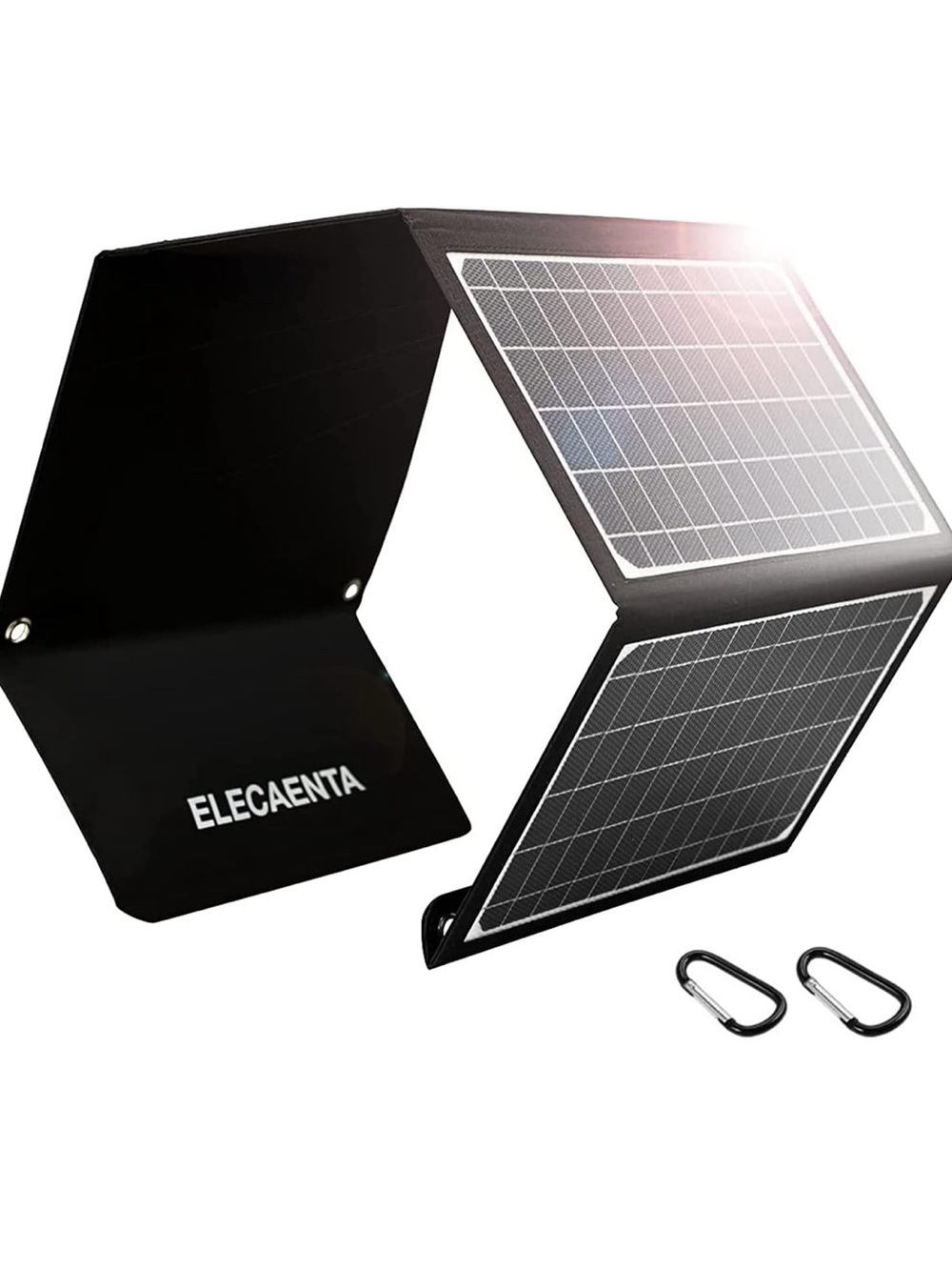 ELECAENTA 30W Portable Solar Panel, 18W USB C, QC3.0 2 USB Outlets Built In